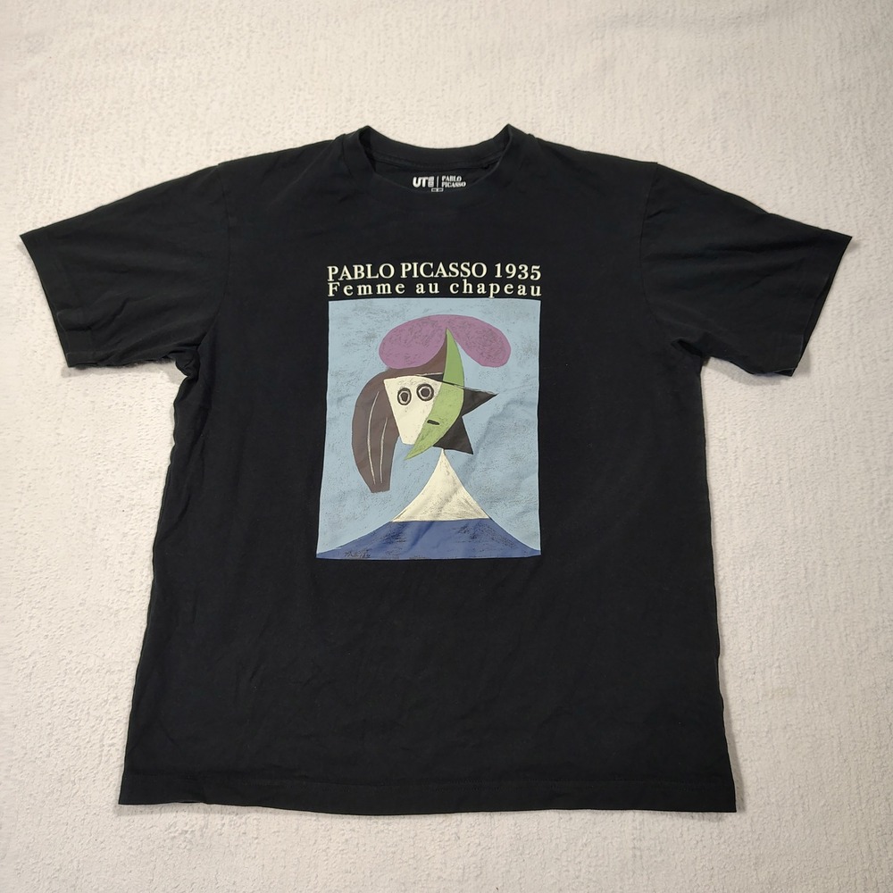 Pablo Picasso Femme au chapeau Shirt Mens Small Black Uniqlo Graphic Art Tee UT